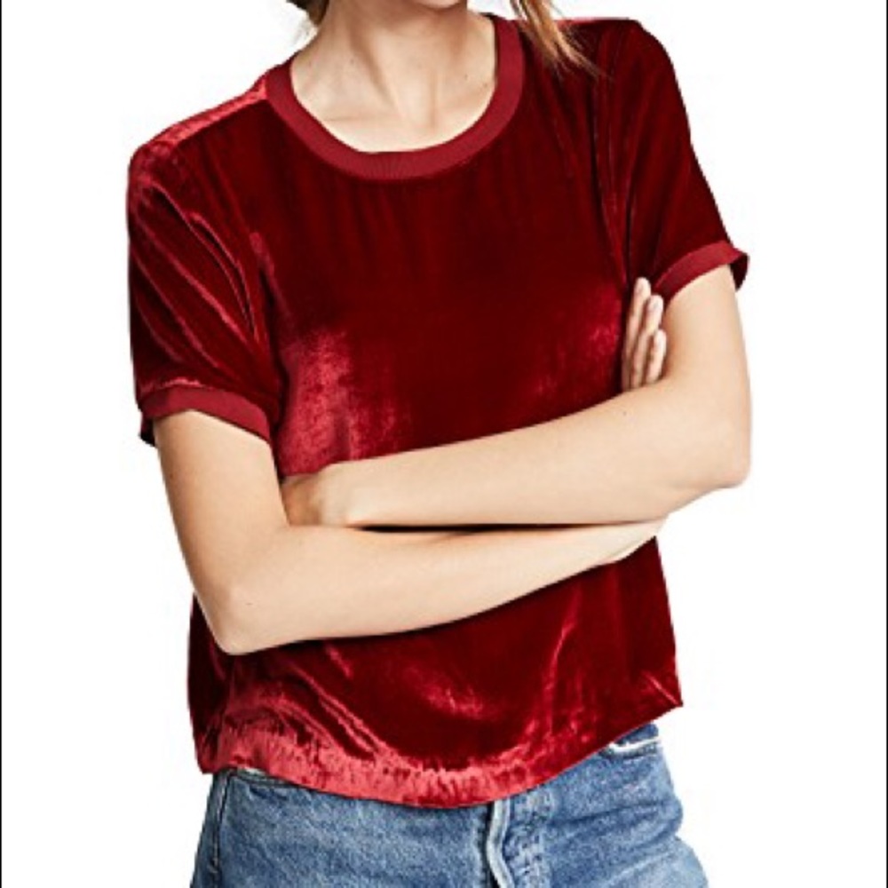 Alice+Olivia Piera Velvet Tee